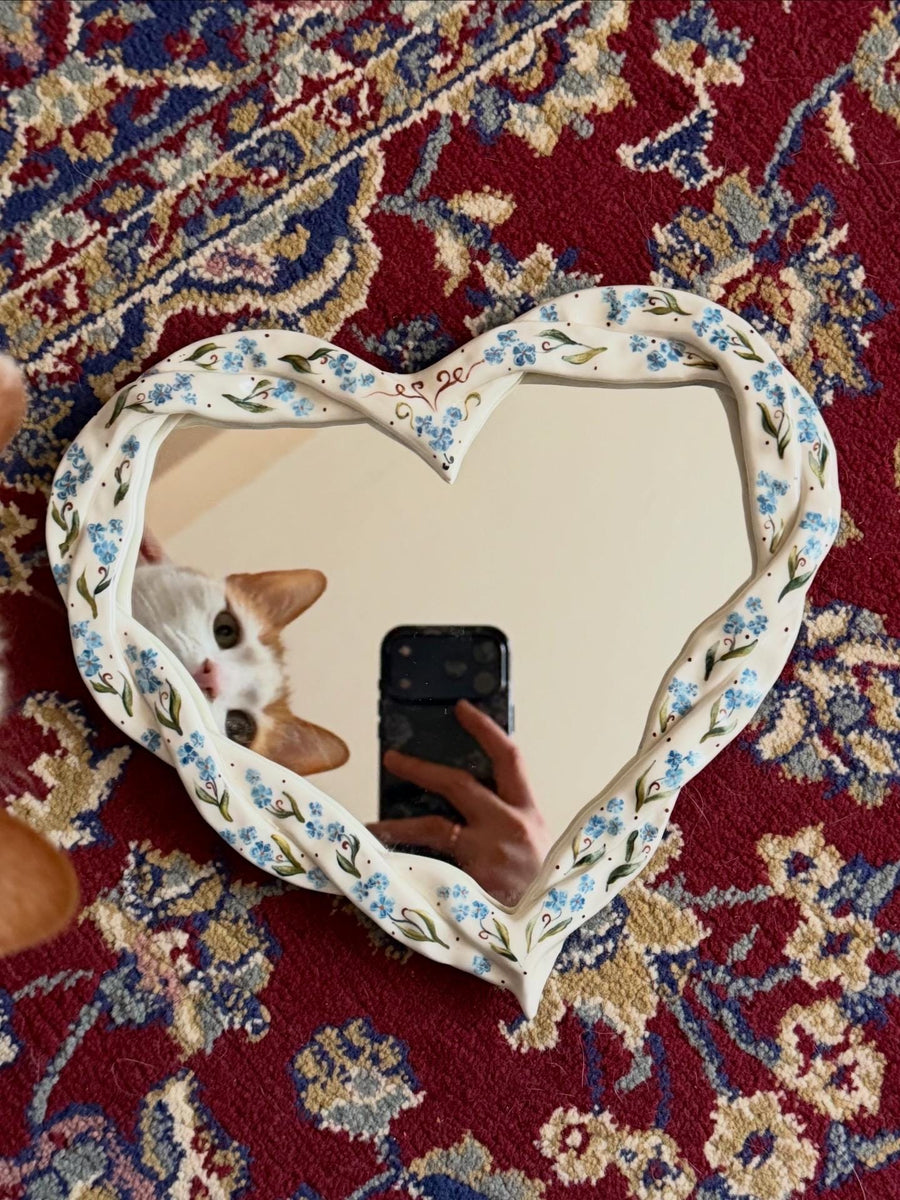 Forget Me Not Flowers Braided Frame Mirror
