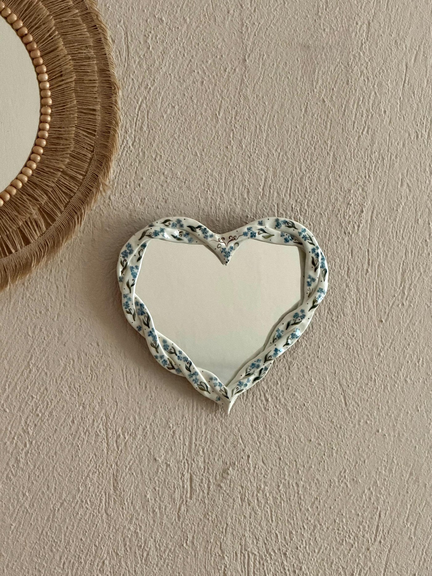 Forget Me Not Flowers Braided Frame Mirror