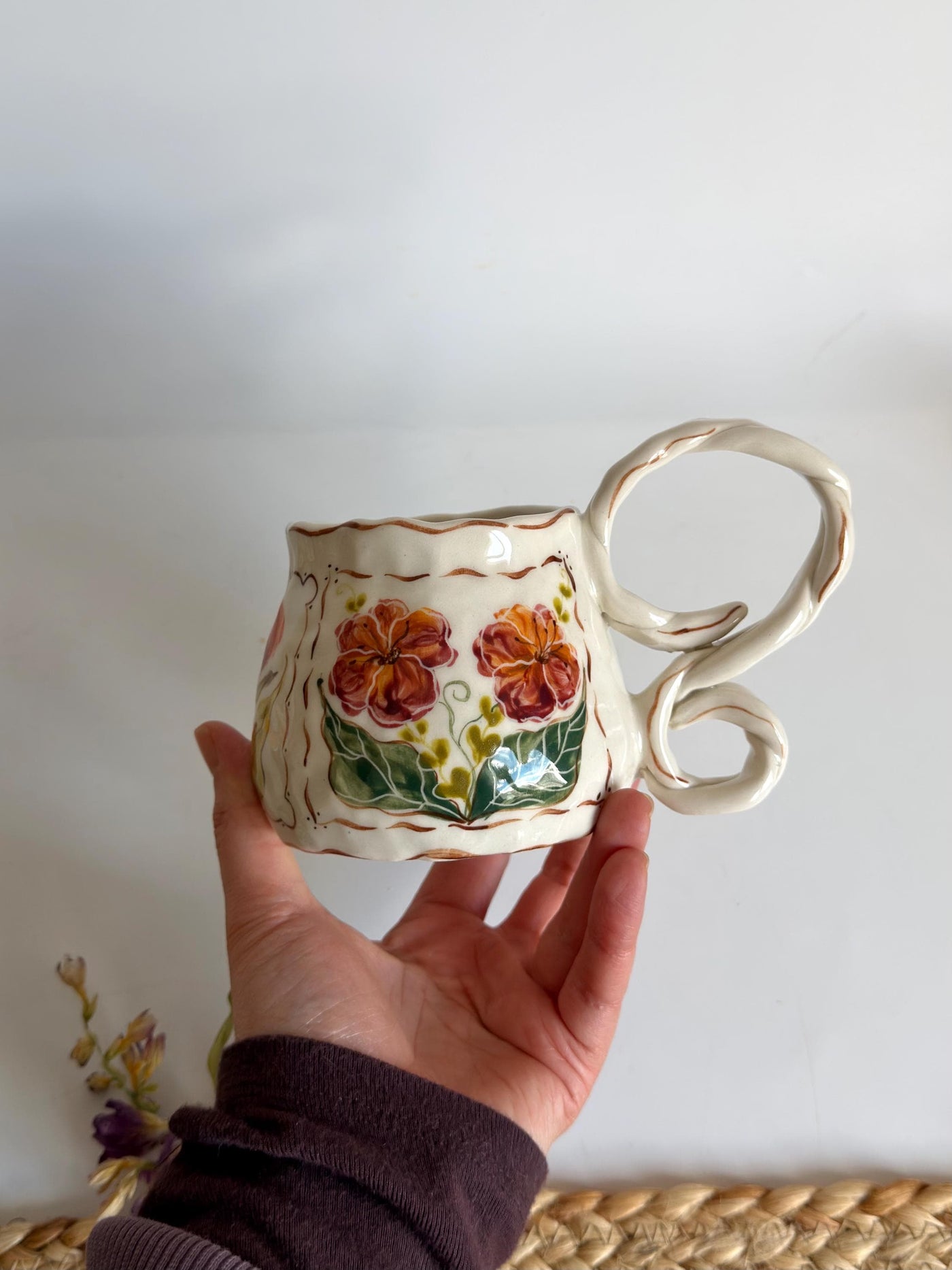 Braided Handle Unique Mug