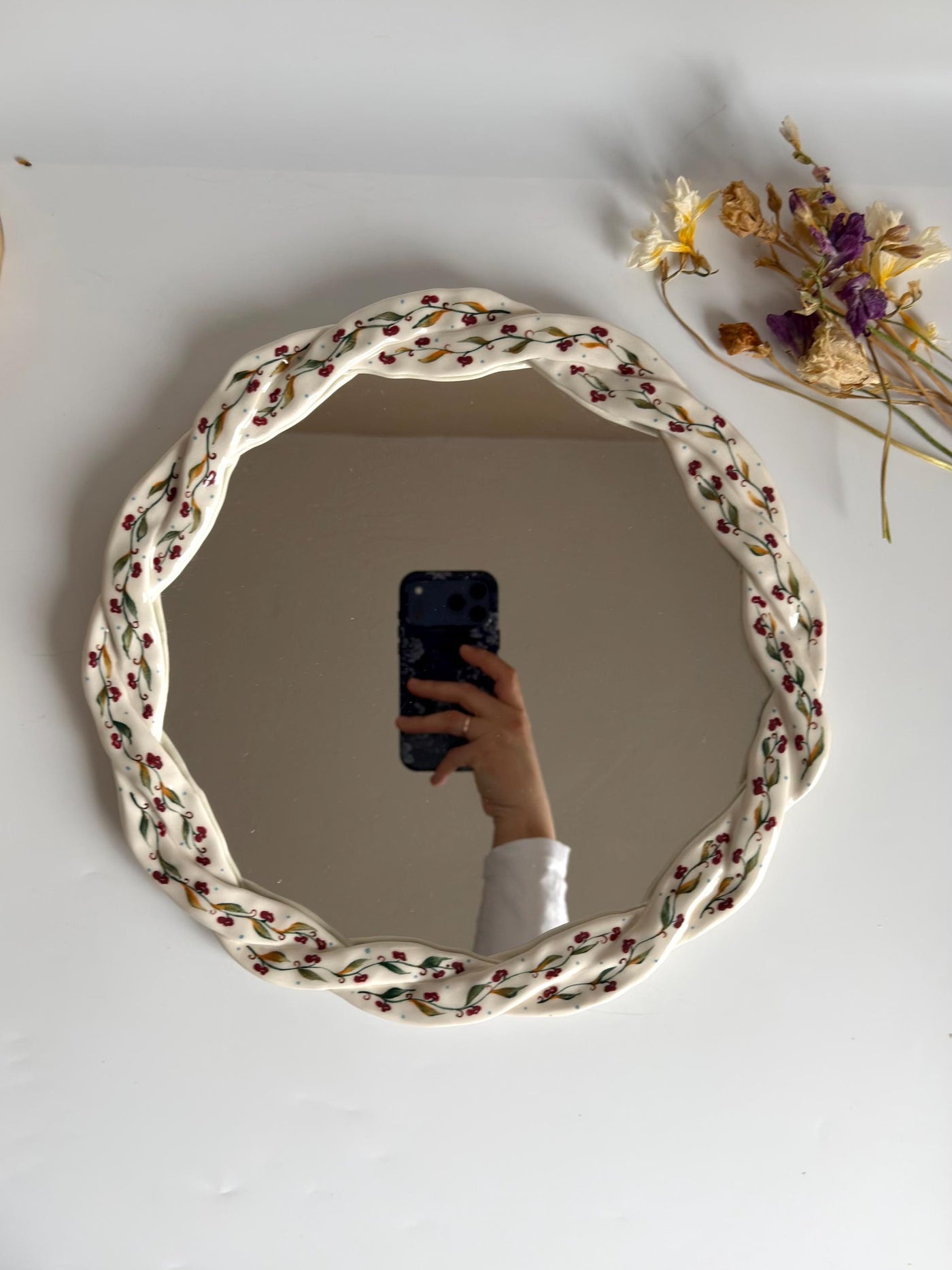 Floral Braided Frame Mirror,