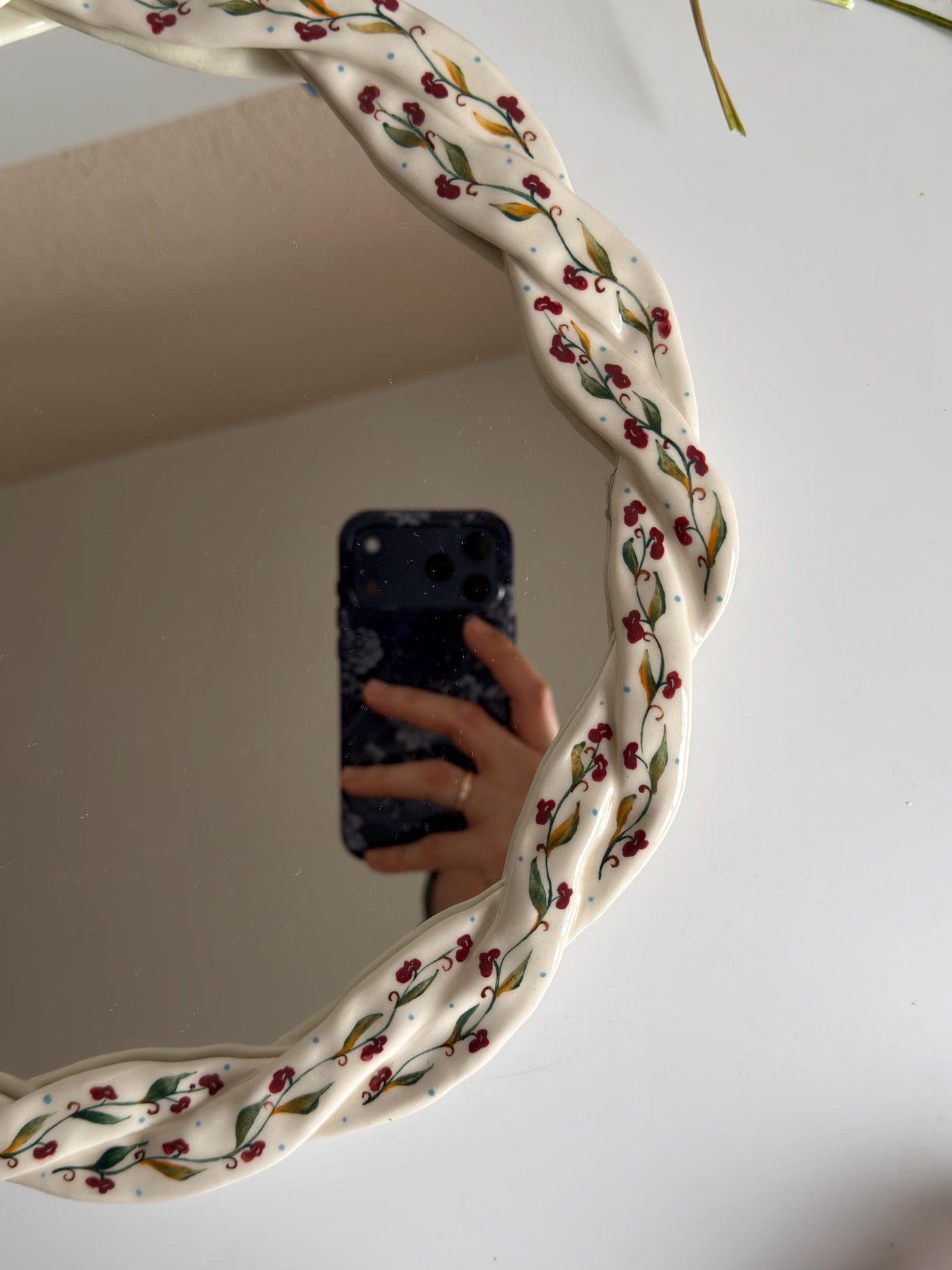 Floral Braided Frame Mirror,