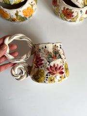 Butterfly and Dragonfly Lotus Floral Mug