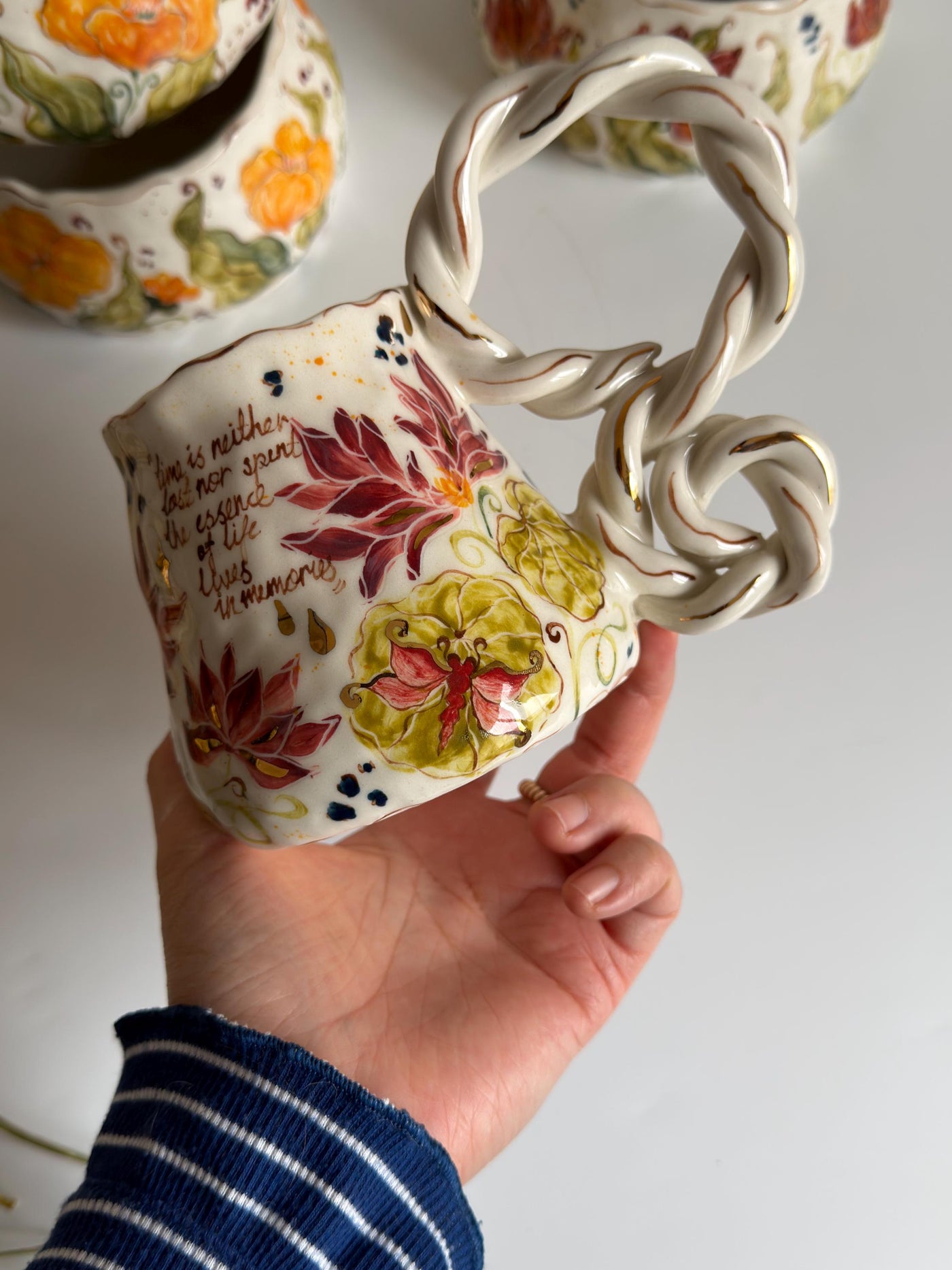 Butterfly and Dragonfly Lotus Floral Mug