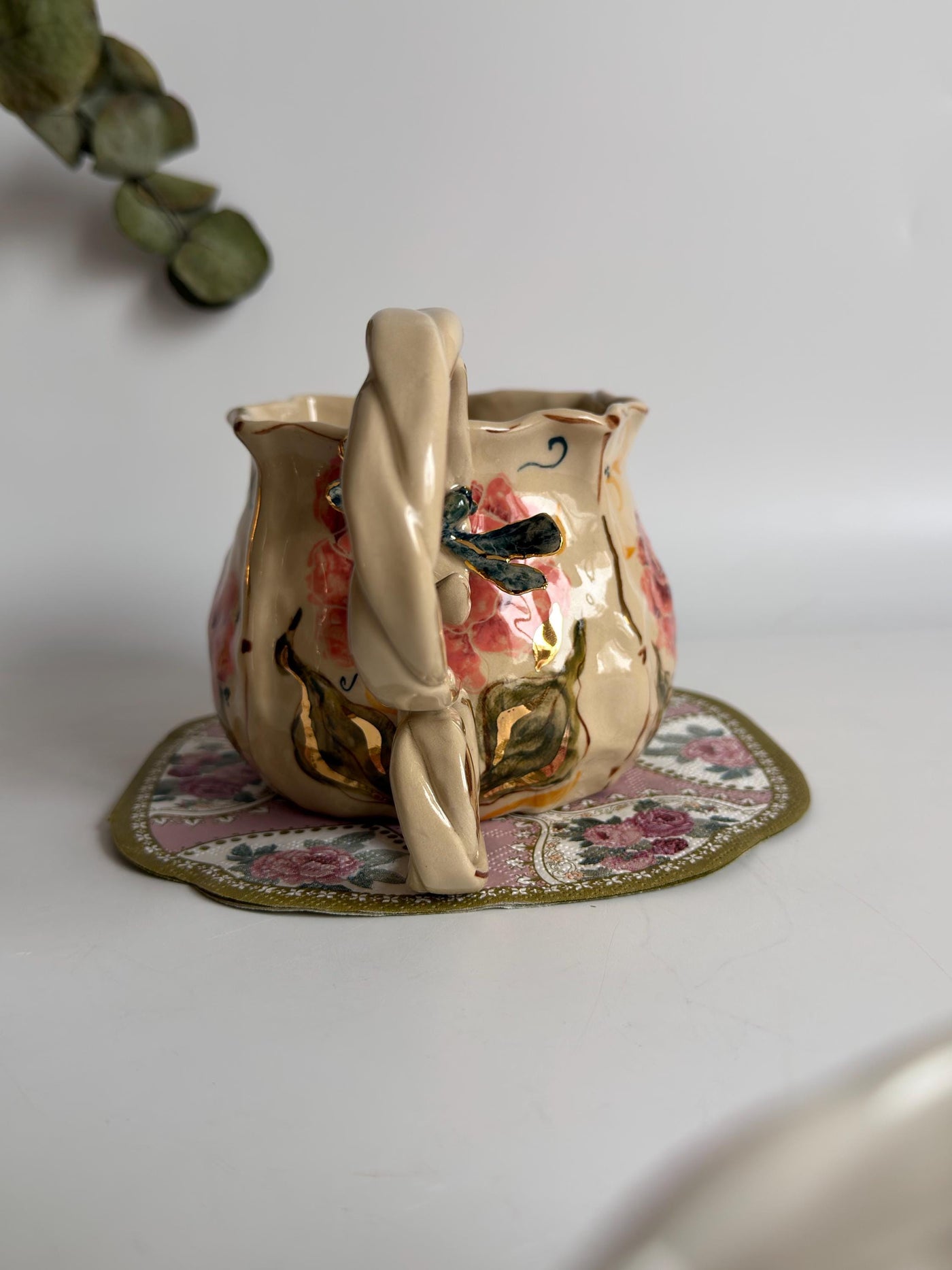 Peony Design Mug wiht 3D Dragonfly Mug
