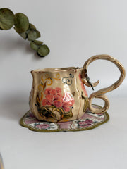 Peony Design Mug wiht 3D Dragonfly Mug
