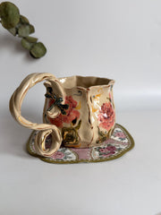 Peony Design Mug wiht 3D Dragonfly Mug