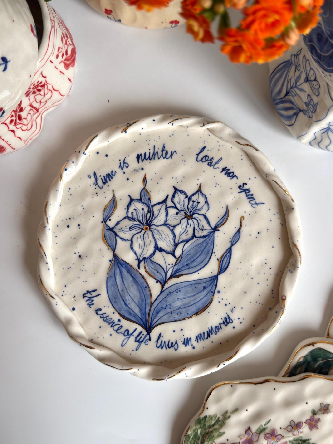 Blue Lilies Wall Plate