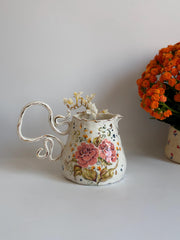 Peonies Flowers Pottery Jug