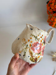 Peonies Flowers Pottery Jug