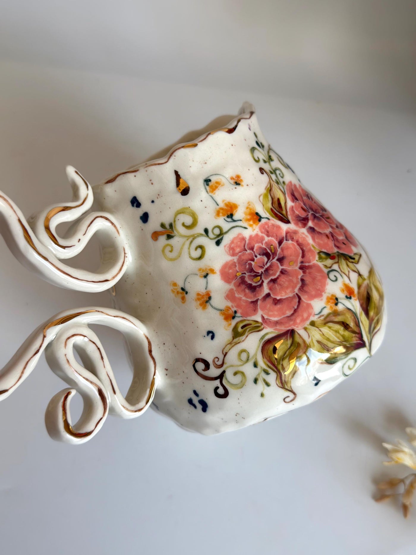 Peonies Flowers Pottery Jug