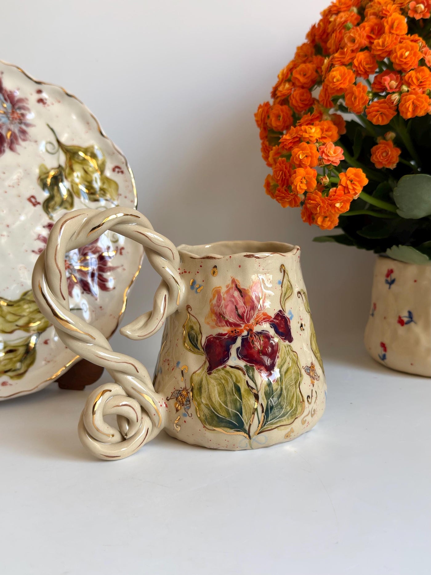 Boho Iris Flower Mug