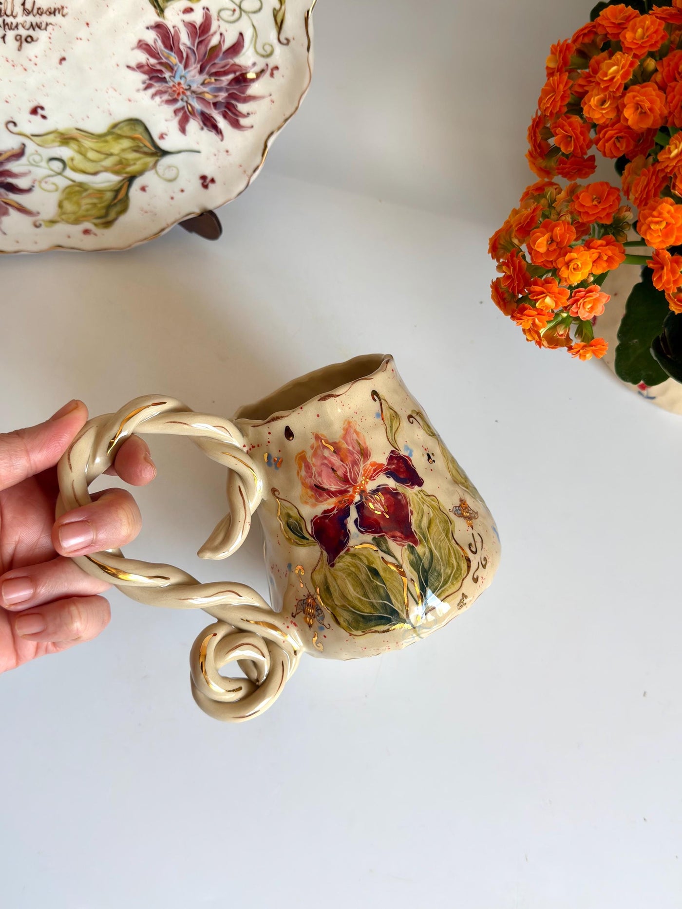 Boho Iris Flower Mug