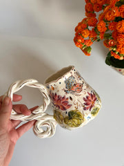Butterfly and Dragonfly Lotus Floral Mug
