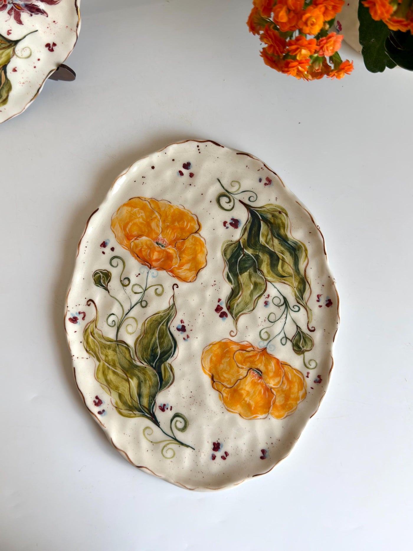 California Poppies Flat Floral Serving or Decorative Plate