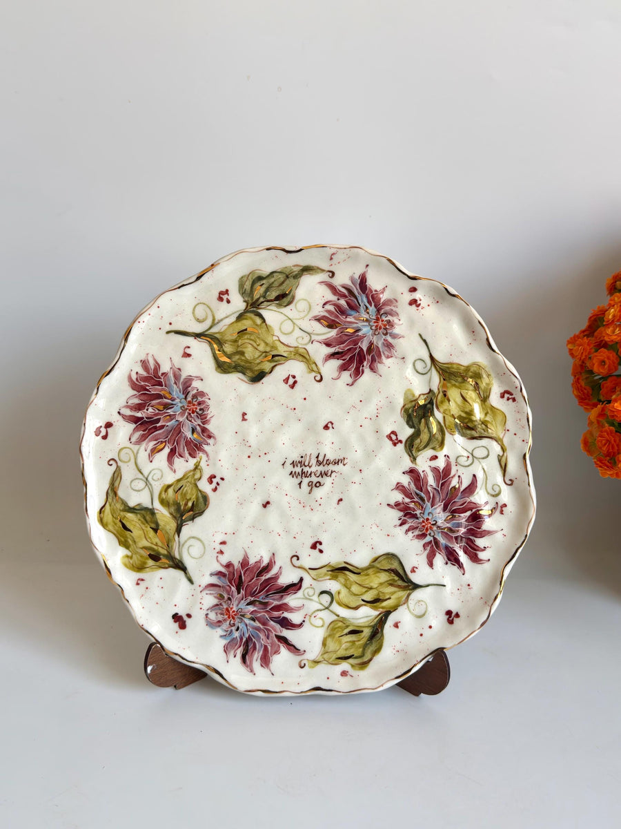 Dahlia Floral Gold Detailed Plate
