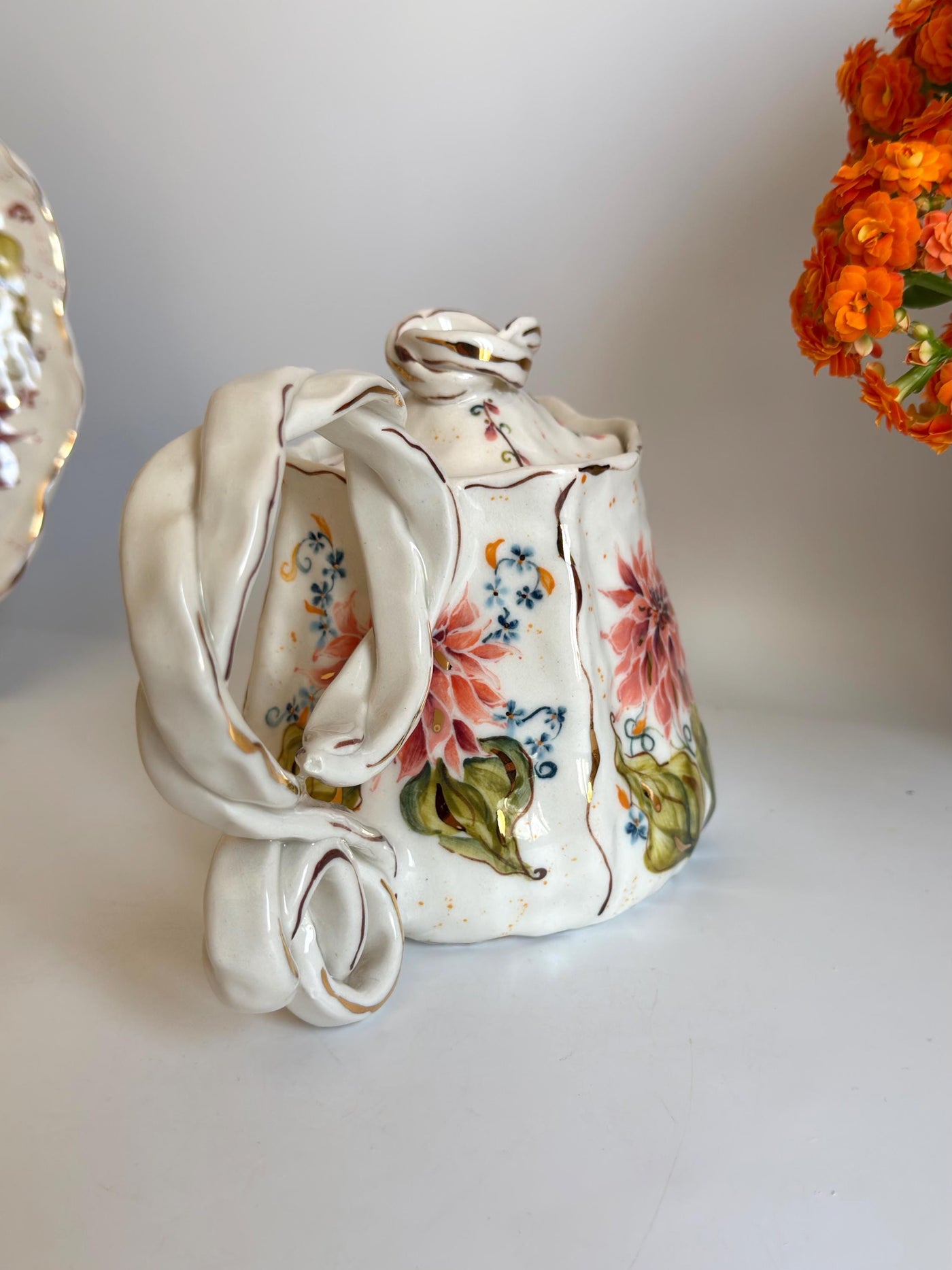 Dahlia Flowers Teapot