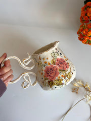Peonies Flowers Pottery Jug