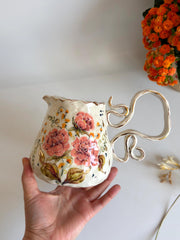 Peonies Flowers Pottery Jug