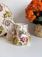 Lotus Floral Artistic Mug w Butterfly and Dragonfly
