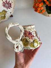 Lotus Floral Artistic Mug w Butterfly and Dragonfly