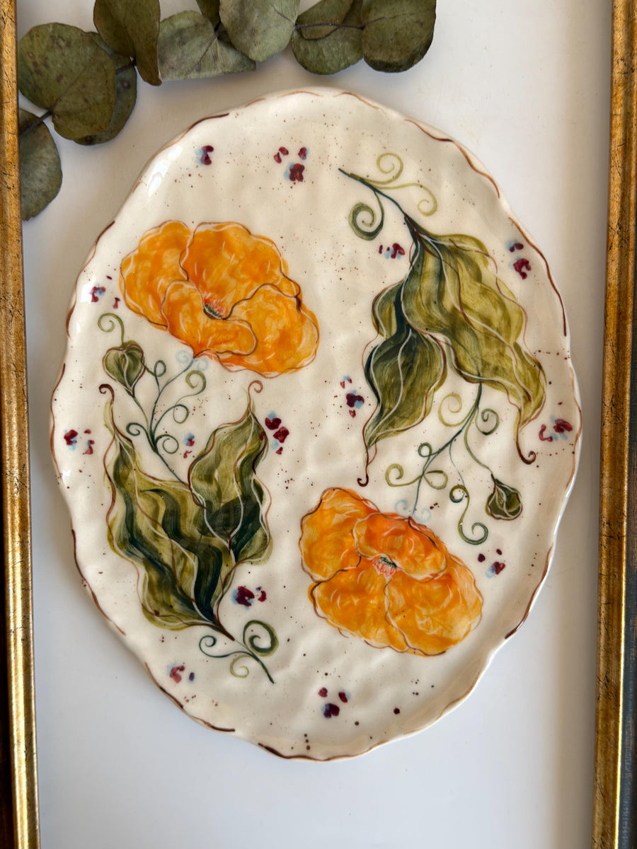 California Poppies Flat Floral Serving or Decorative Plate