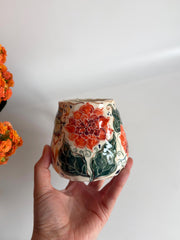 Dahlia Flowers and Butterfly Mug