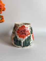 Dahlia Flowers and Butterfly Mug