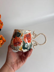 Dahlia Flowers and Butterfly Mug