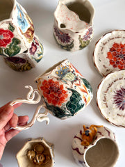 Dahlia Flowers and Butterfly Mug