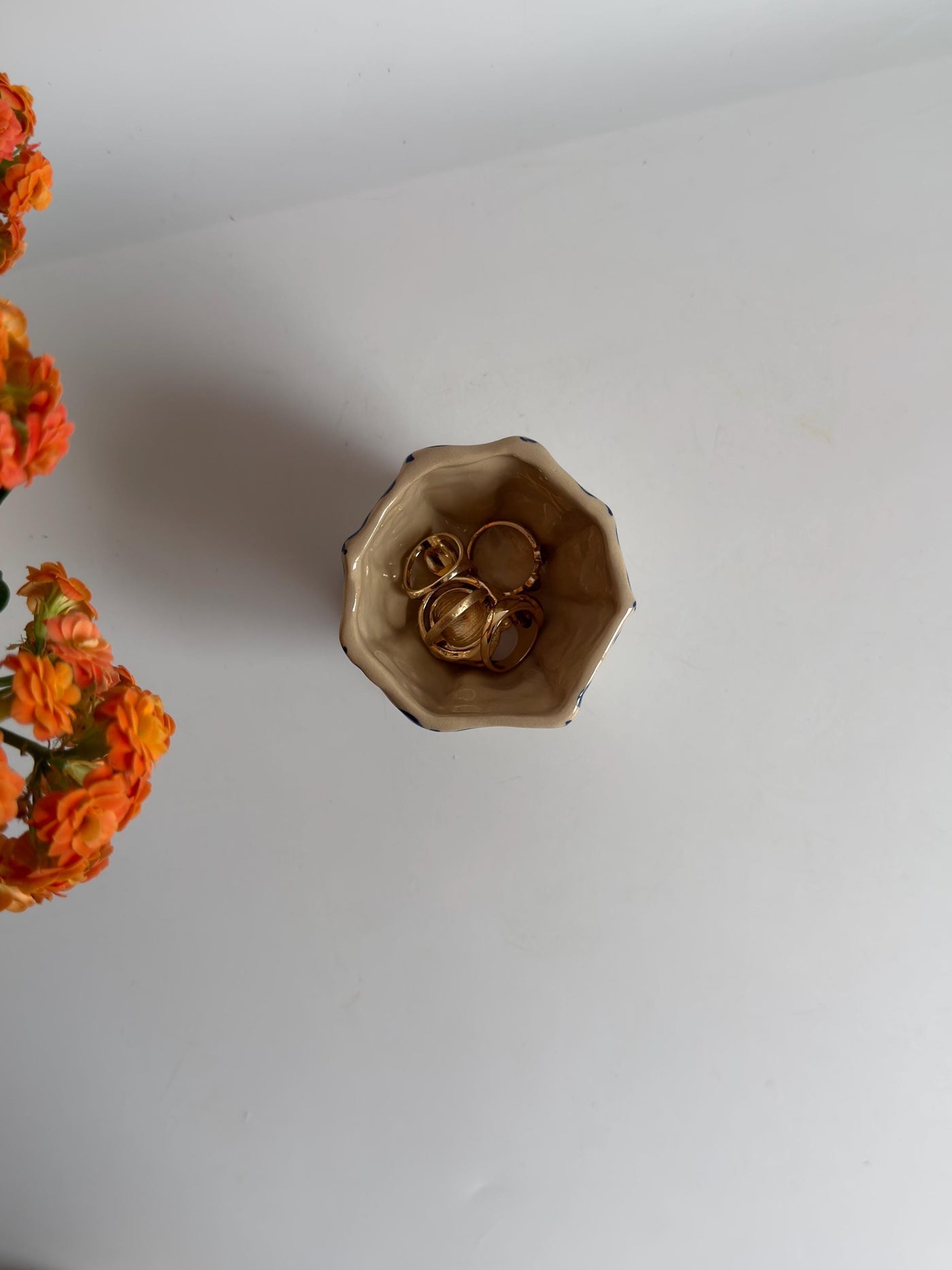 Vintage Flowers Ring Holder Dish