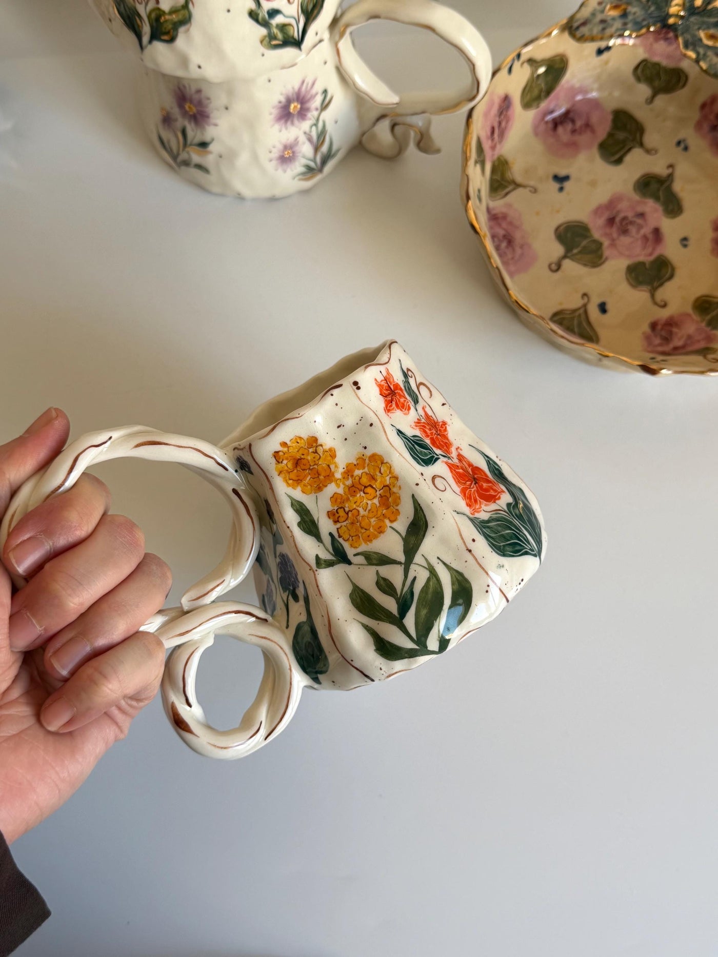 Floral Hexahon Unique Mug