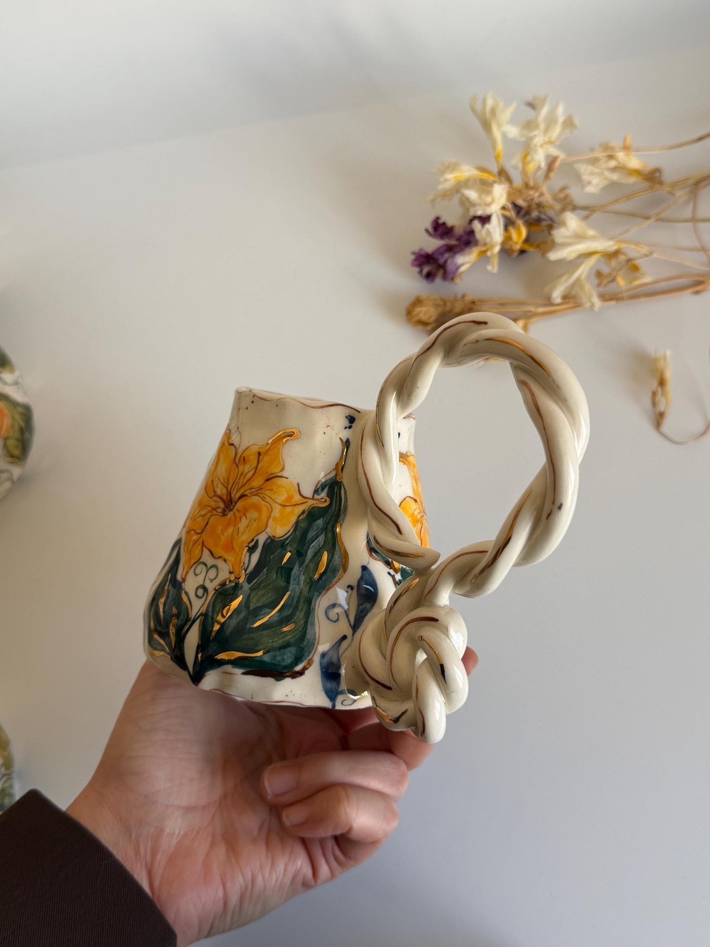 Yellow Lily Floral Mug