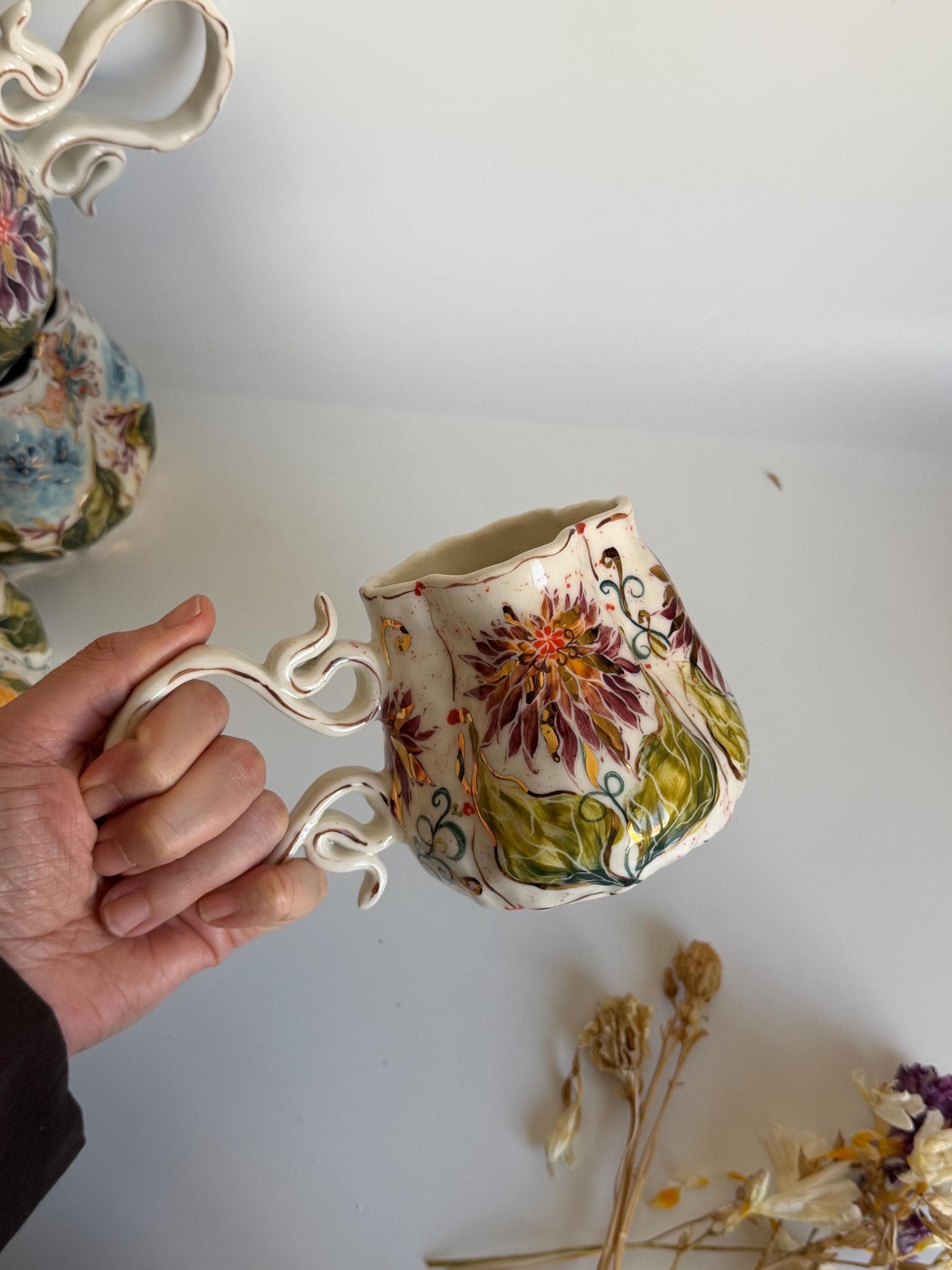 Purple Cremon Flowers Mug
