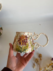 Purple Cremon Flowers Mug