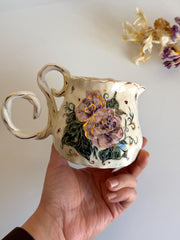 Creamer with Lilac Roses and Gold Details Mug