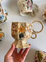 Floral Mug with Gold Detailed Flowers