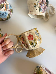 Floral Mug with Gold Detailed Flowers