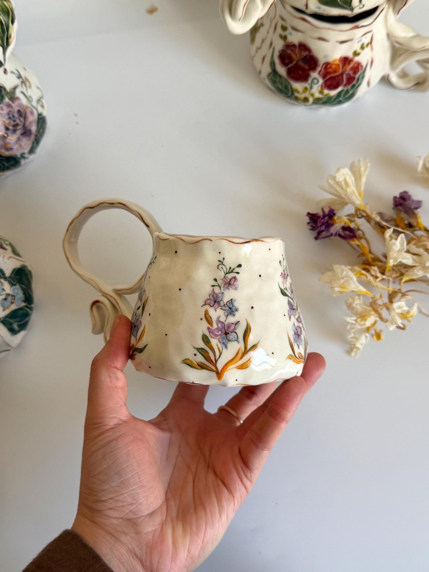 July Birth Larkspur Flower Mug