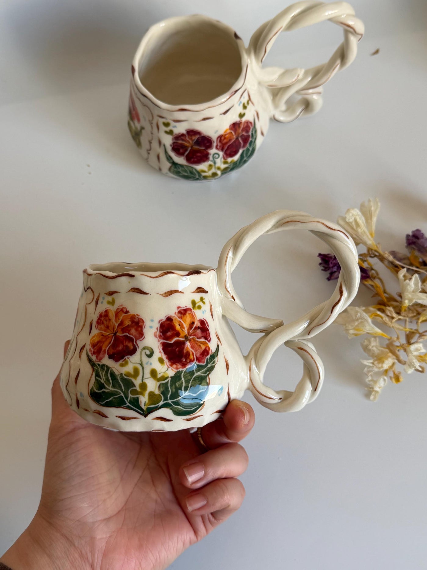 Pink, Orange Dreamy Flowers Mug