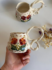 Pink, Orange Dreamy Flowers Mug