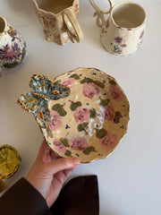 3D Butterfly with Gold Detailed Artisanal Bowl