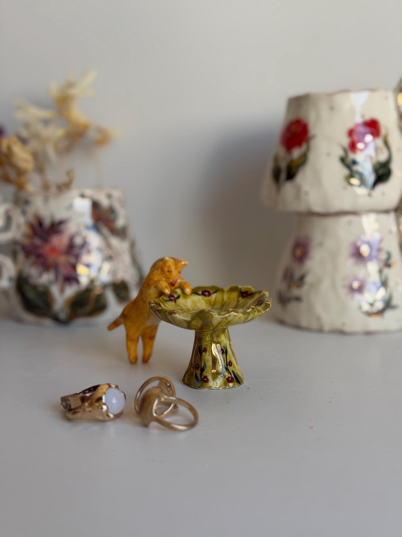 Cute Ginger Cat Ring Dish
