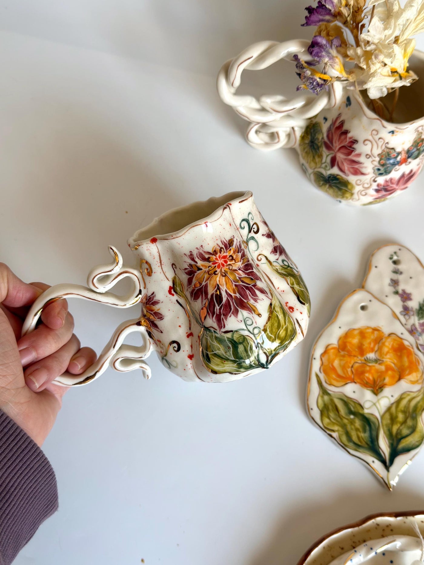 Purple Cremon Flowers Mug