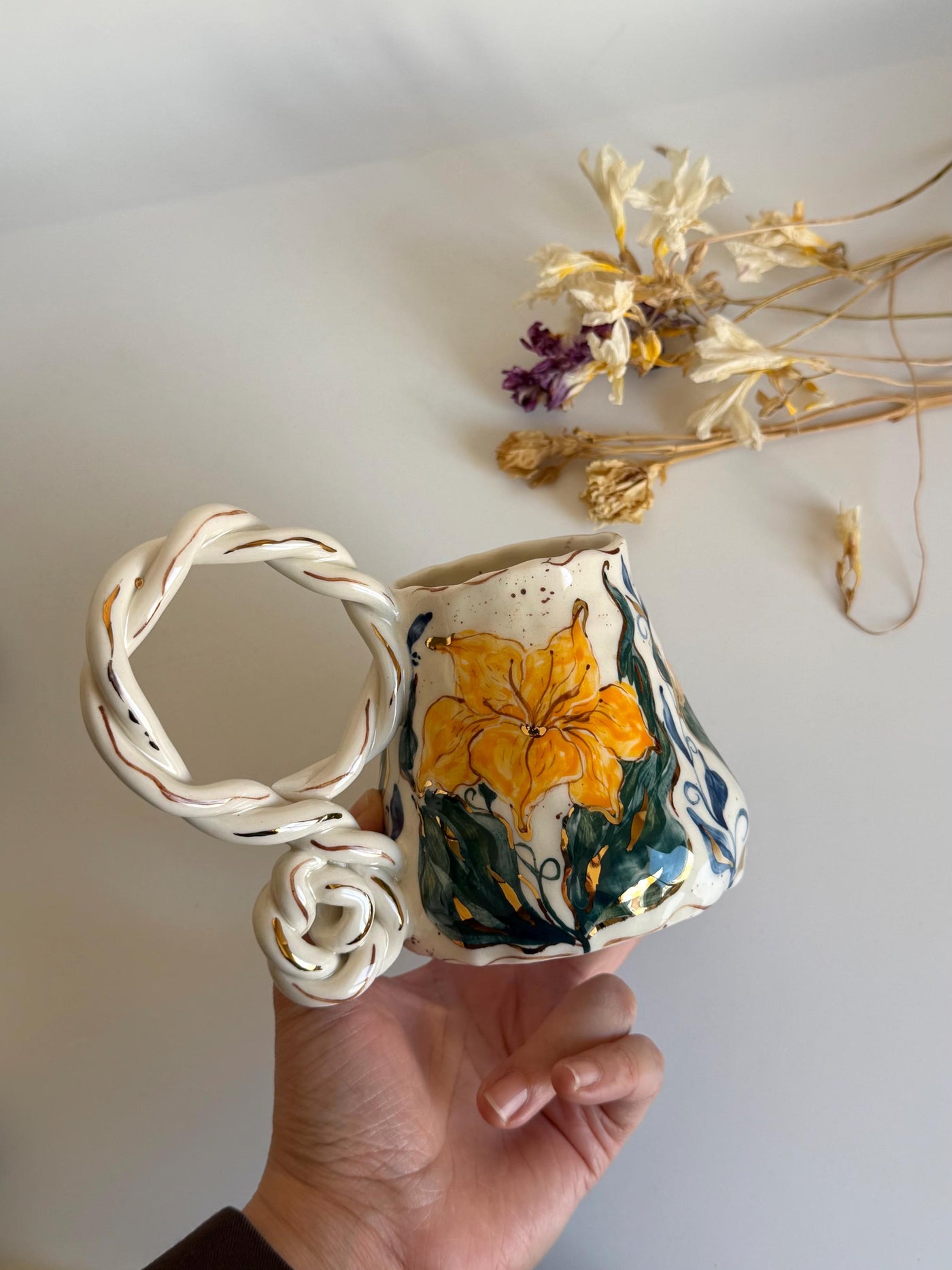 Yellow Lily Floral Mug