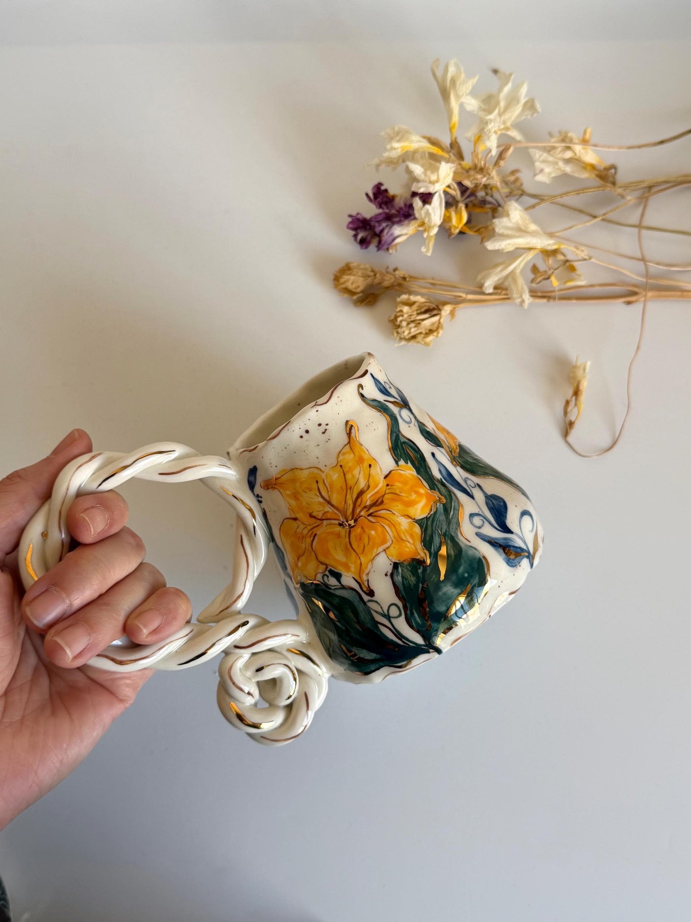 Yellow Lily Floral Mug