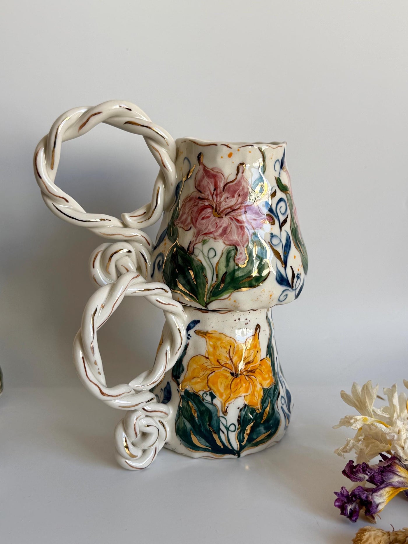 Pink Lily Floral Mug