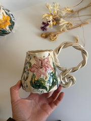 Pink Lily Floral Mug