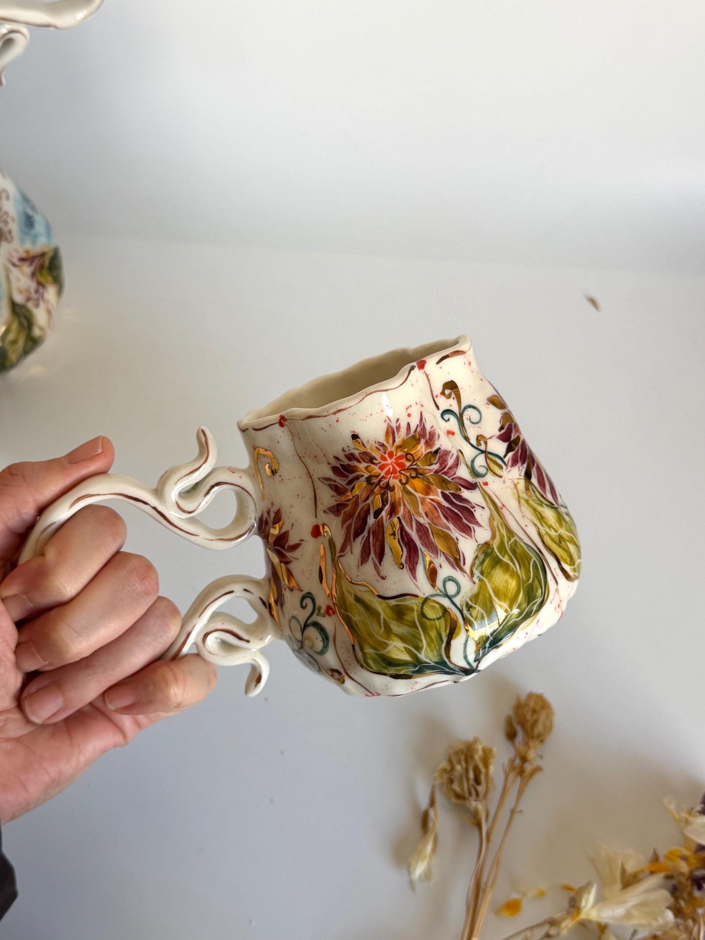 Purple Cremon Flowers Mug