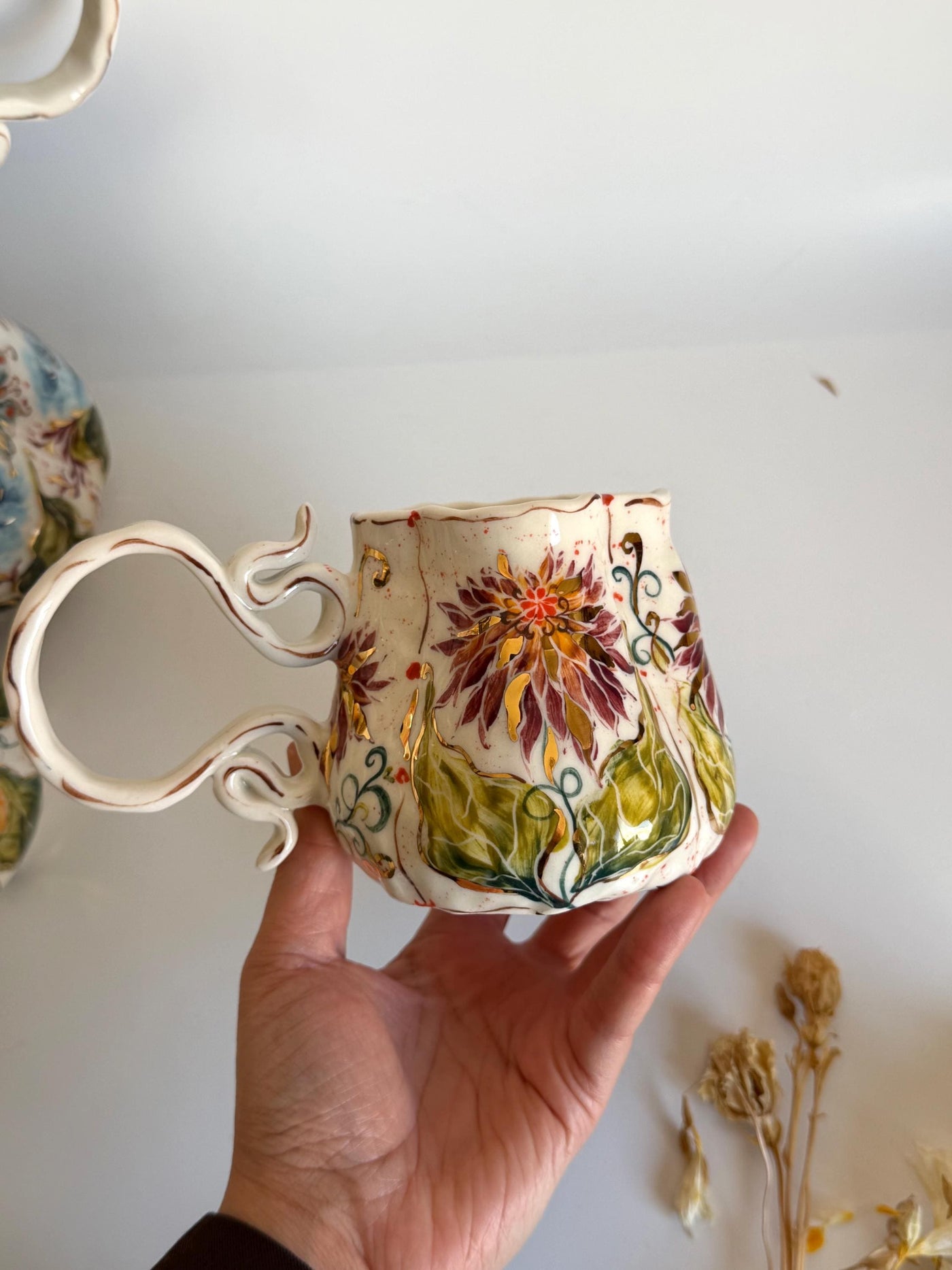 Purple Cremon Flowers Mug