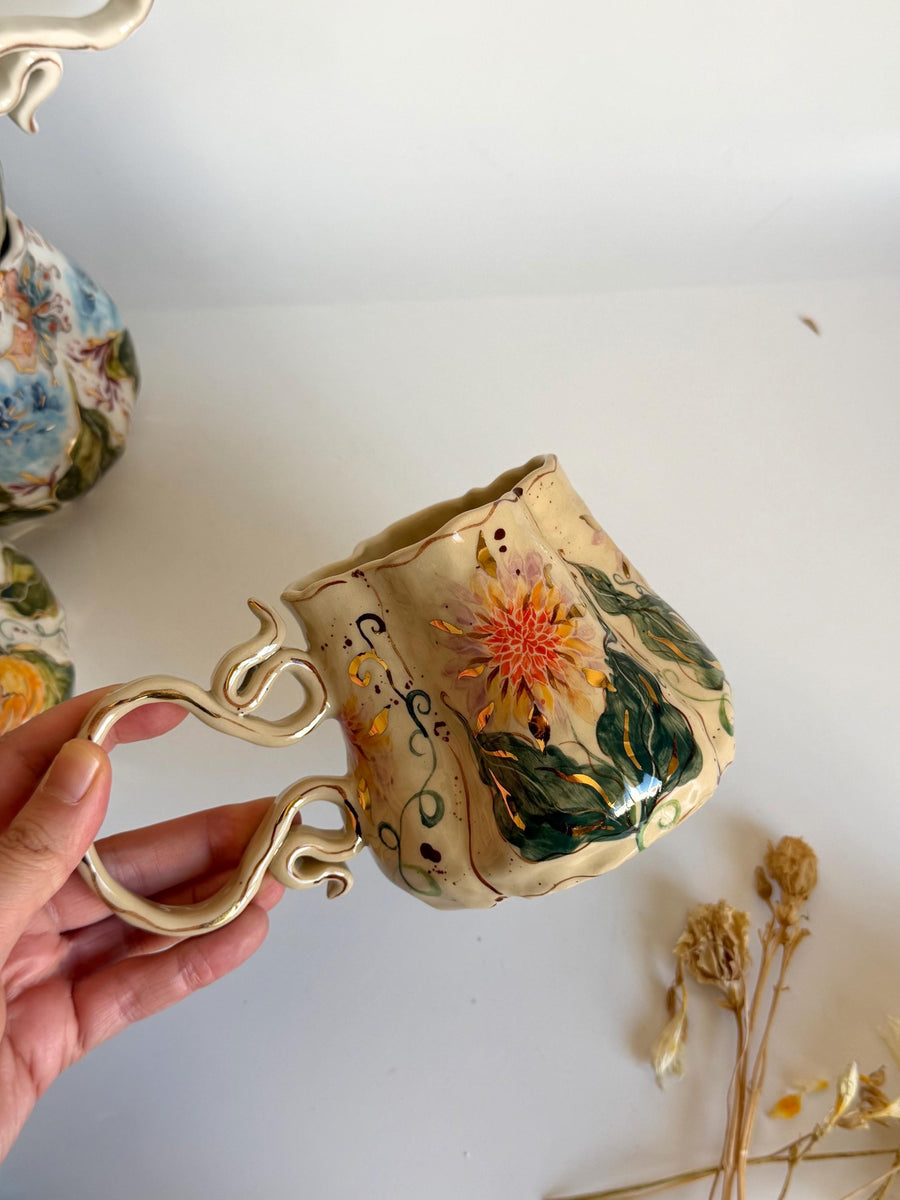 Lilac Dahlia Boho Flowers Mug